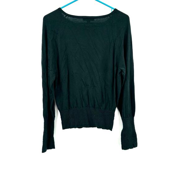 Ann Taylor Size Small Sweater Green Lightweight Knit Cropped Elastic Stretch Hem - Picture 2 of 5